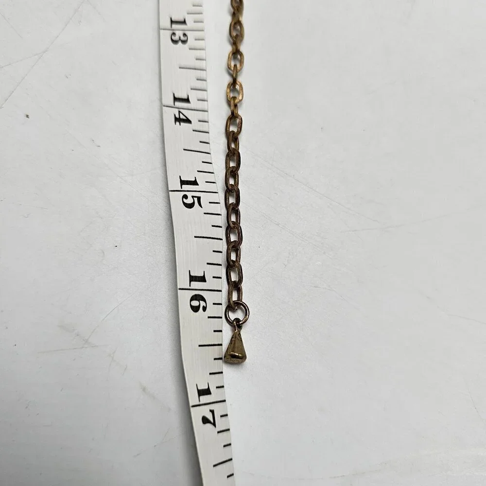 Vintage Gold Tone Necklace With Black Enamel White MOP Floral Design